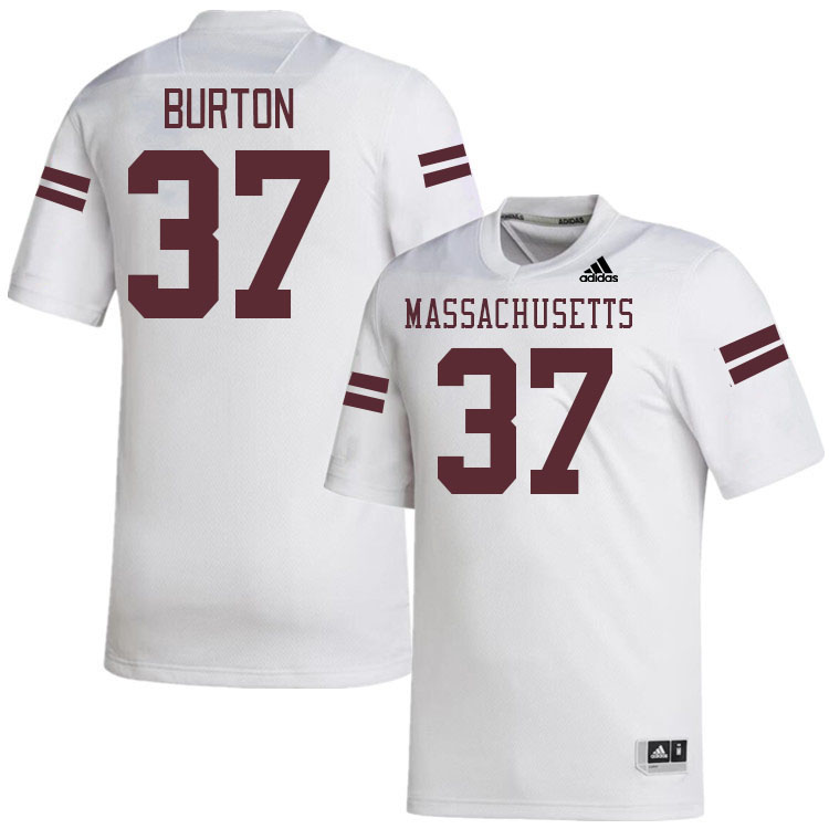 Massachusetts Minutemen #37 John Burton College Football Jerseys Stitched-White